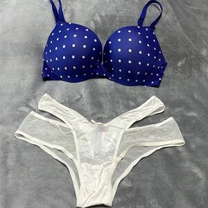 Victorias Secret Blue and White Bra Set